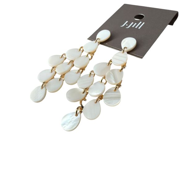 J. Jill Chandelier Earrings Ivory Seaside Oasis Shell Teardrop Dangle Bridal NWT - Picture 6 of 10